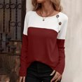 thumbnail image 4 of Kaemgyyd Shirt for Women Fall Fashion Clothing Long Sleeve Tops for Women Casual Loose Color Block Basic Tee with Button, 4 of 7