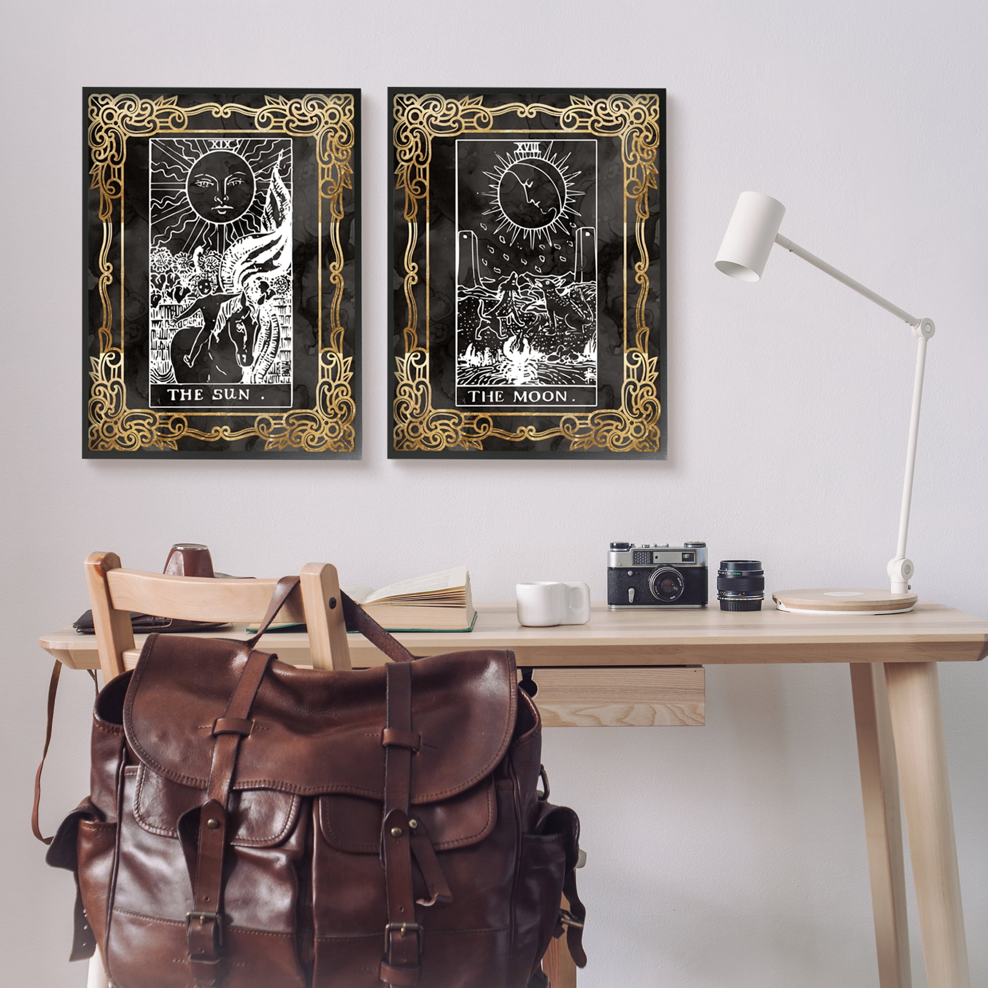 Stupell Industries Ornate Tarot Sun & Moon Animals & Insects Painting Black Framed Art Print Wall Art, 24 x 30