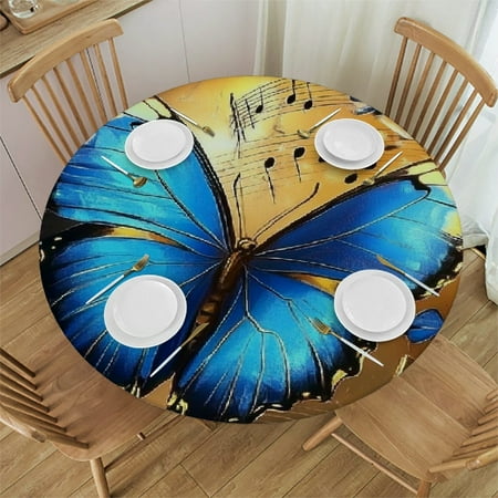 

Patifu Butterfly Musical Notes Round Tablecloth Stain-Resistant Washable for Indoor Outdoor Restaurants Weddings Parties Home Kitchen Decor Picnic Dining Farmhouse - Multiple Sizes Available 54 -58