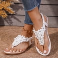 thumbnail image 2 of Xucatan Women's Floral Applique Flat Sandals, Lace Embellished Thong Beach Shoes with Rhinestone Accent, Adjustable Slingback Strap Casual Summer Footwear, Bohemian Design for Spring Outdoor Gift, 2 of 8