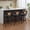 Black, variant on Set of 3 Rattan Swivel Bar Stools with Cane Back & Upholstered Seat, Walnut Wood Frame for Kitchen Island Dining Room Home Bar, Black