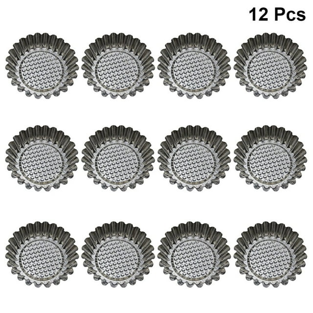 12pcs Stainless Steel Lace Egg Tart Molds Reusable Tartlet Moulds Baking Cup