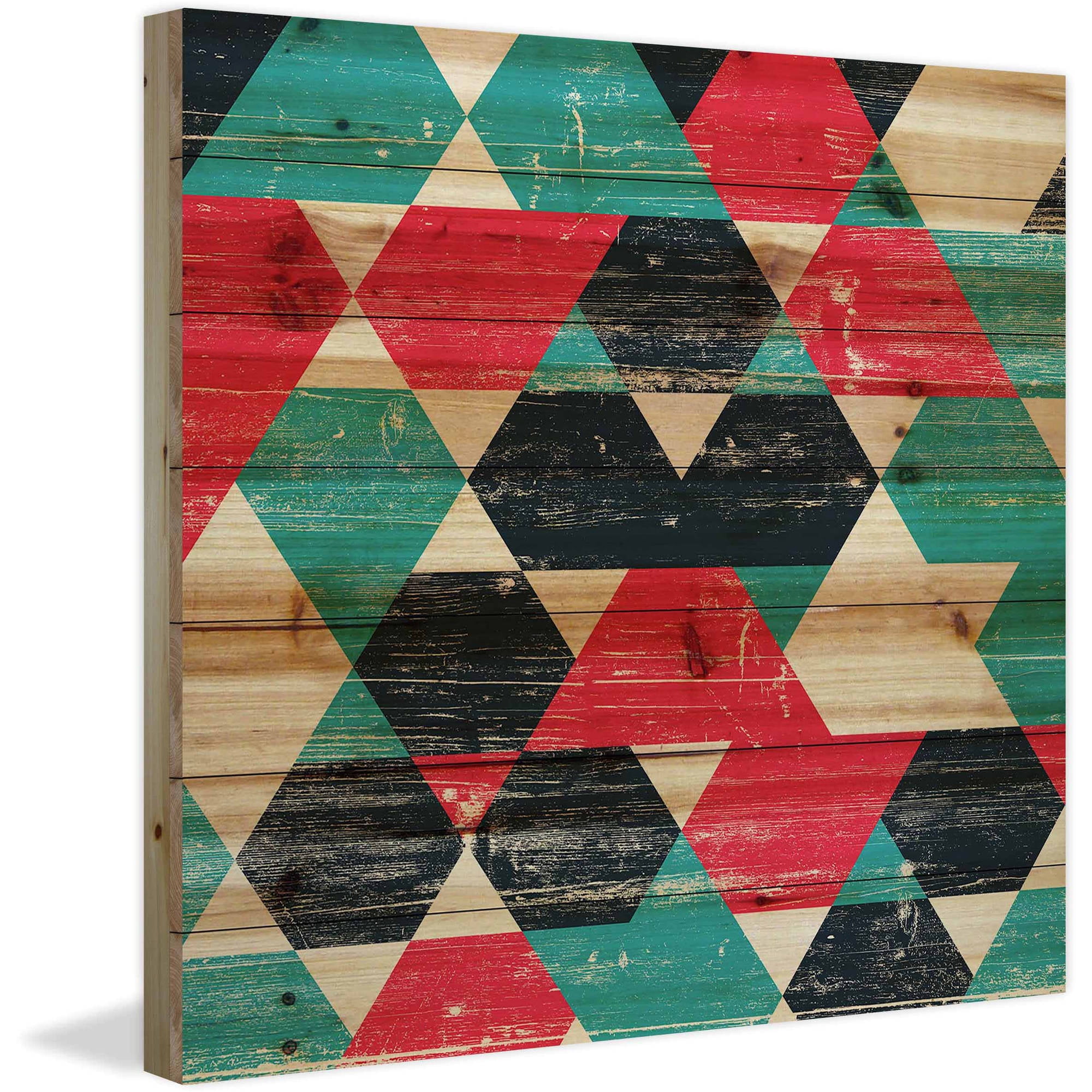 Marmont Hill - "Splashing Red" Painting Art Print On Natural Pine Wood, 24.0" x 1.5"