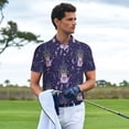 thumbnail image 2 of Kdxio Lavender Flowers Print Men's Short Sleeve Polo Shirt,Midweight Men's Shirt, 2 of 6