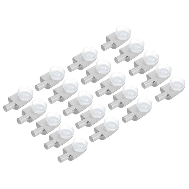 Pernos de soporte para estantes Uxcell, 20 piezas de soporte de vidrio de aleación de zinc con ventosa para gabinete, armario, estantería, transparente