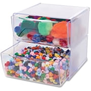 deflecto Two Drawer Cube Organizer, Clear Plastic, 6 x 7-1/8 x 6