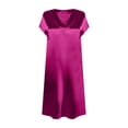 thumbnail image 3 of Camisetas de Cuello en V de Manga Larga de Mujer de Verano de Color Sólido Manga Corta Vestido de Sueño con Cuello en V, Vestido de Cuello en V de Manga Larga para las Mujeres Ropa de Noche Casual, 3 of 5