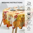 thumbnail image 3 of Fall Round Tablecloth 60 Inch Autumn Maple Leaf Pumpkin Sunflower Print Decorative Table Cloth Thanksgiving Tablecloth Suitable for Home Kitchen Dining Table Outdoor Party Picnic, 3 of 6