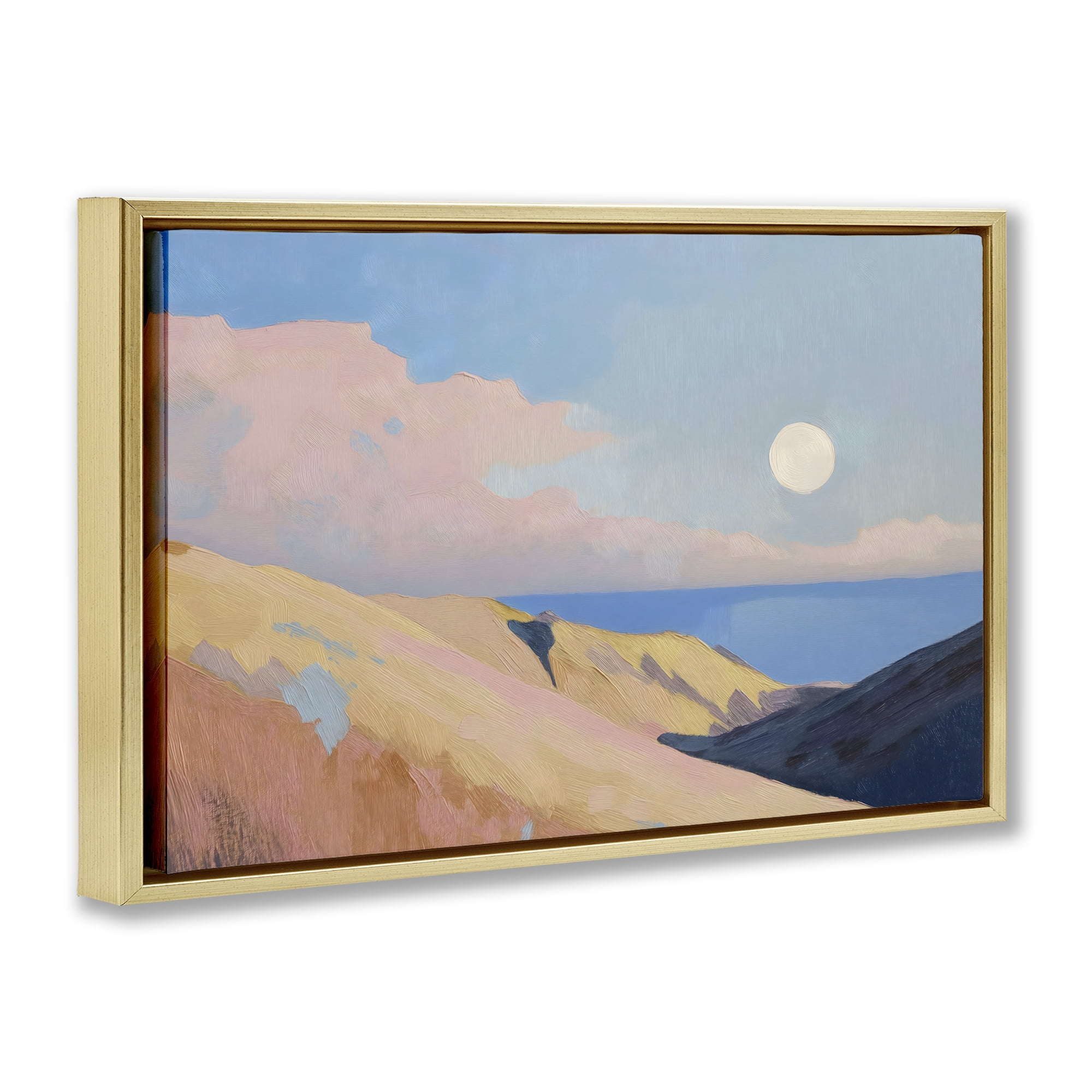 Stupell Industries Pink Hills At The Ocean Gold Framed Floater Canvas Wall Art, design by Gina Kelly