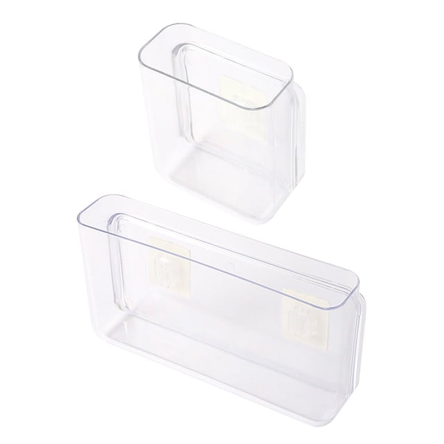 2 cajas de almacenamiento transparentes para pared, sin perforaciones