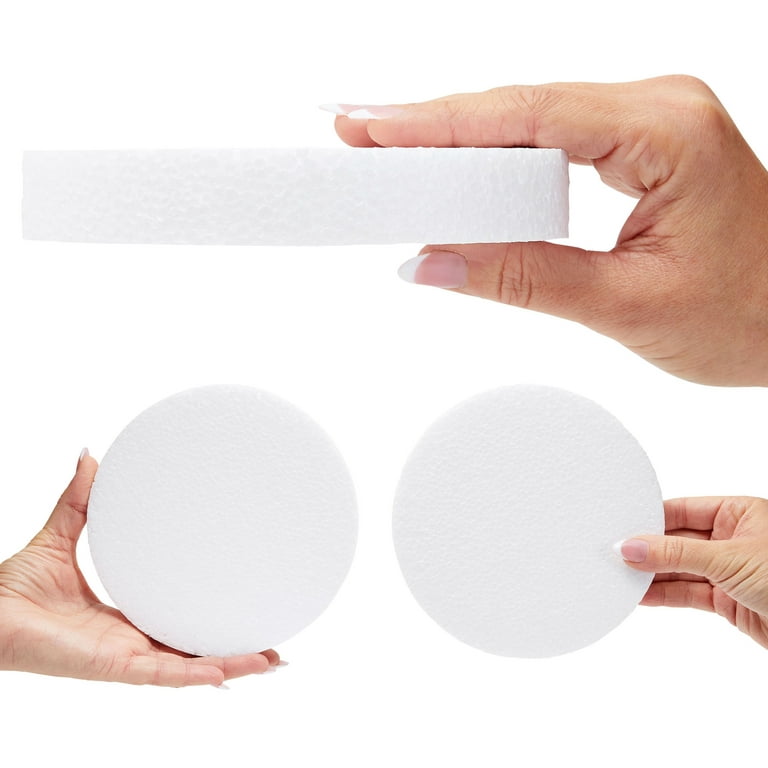 12 Pack Foam Circles for Crafts, Round Discs for DIY Projects (6 x 6 x 1 in, White)