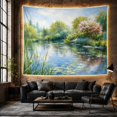 thumbnail image 6 of Garden Pond With Lilies and Flowering Trees, Peaceful Cottagecore Style for Garden Lovers, Floral Wall Art, Mother's Day Gift, Tapestry Wall Hanging for Bedroom and Living Room, 6 of 7