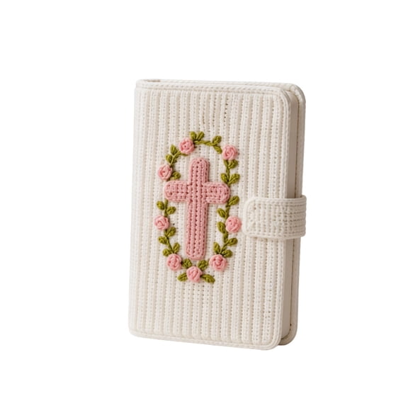 Handmade Woven Book Cover Protective Organizer for Journaling Bible, White