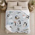 thumbnail image 5 of Cute Penguin Winter Snow Scene Playful Illustration, Festive Holiday Scene, Warm Flannel Blanket for Home Library and Reading Nook, Art Lovers Christmas Gift, Playful Home Decor, 5 of 9