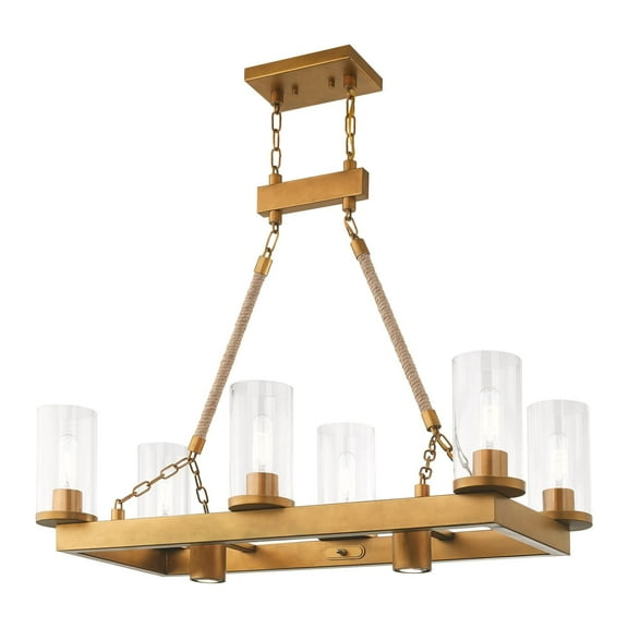 Livex Lighting Metuchen 8 Light Linear Chandelier in Aged Gold