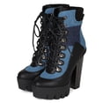 thumbnail image 5 of Bumper BI82 Women Mix Media Patch Lug Sole Lace Up Metal Chunky Heel Platform Bootie, 5 of 6