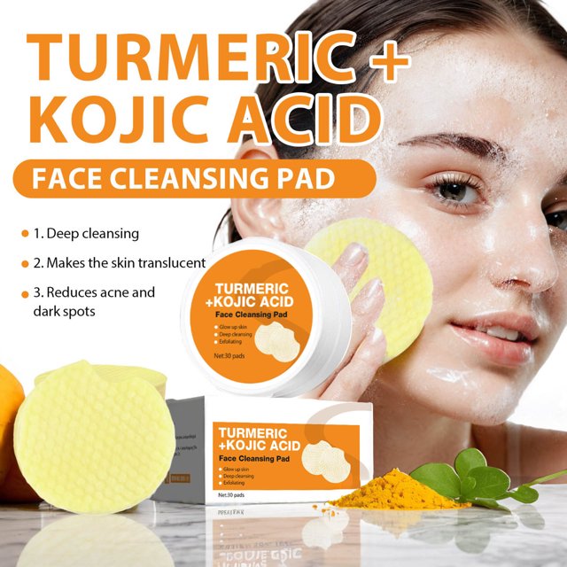 Limited Time Offer! Kojic Cleansing Pads For Face Dull Skin, Clogged Pores, Excess Oil,Dirt, Dead Skin Cells, Exfoliating, Deep Cleansing With Lemon Extract,30ml