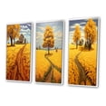 thumbnail image 3 of Designart "Country Road Amidst Golden Blossoms IV" Meadow Framed Wall Art Set Of 3 - Yellow Traditional Frame Gallery Set For Office Decor, 3 of 6