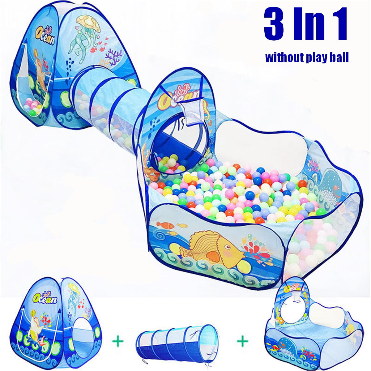Kids Crawl Play Tunnel with Safety Meshing for Children Visibility 4.3 Foot Folding Playhouse Tunnel Toy