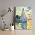 thumbnail image 4 of Sailing Sailboat Canvas Wall Art for Living Room Bedroom Bathroom, Oil Painted Sunset Ocean Houses Canvas Art Wall Decor, Artwork for Walls Home Office Decor, 11"x14", 4 of 9