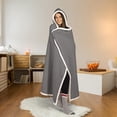 thumbnail image 1 of Safdie & Co. Premium Ultra Soft Reversible Sherpa Hoodzy Hooded Throw Blanket Charcoal, 1 of 3