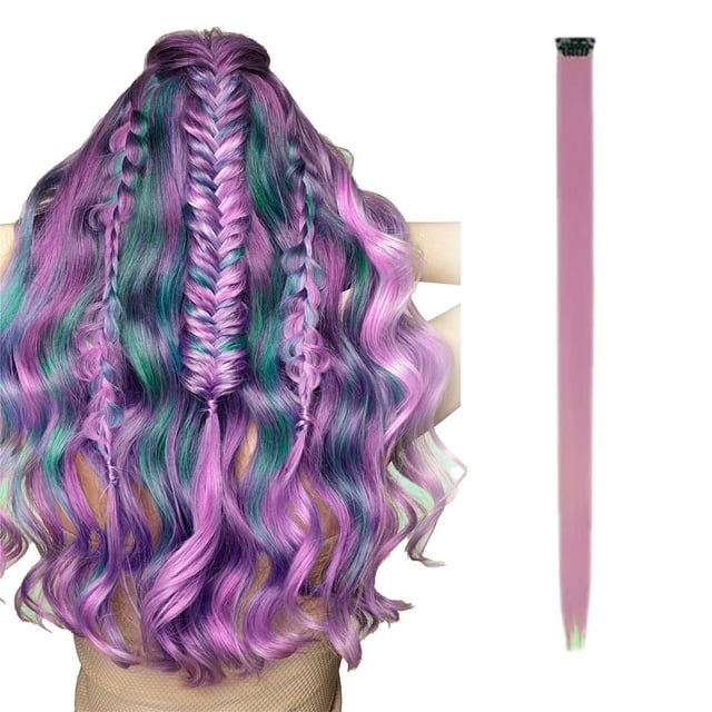 Hair Extensions & Accessories Savings! Bradem Colored Hair Extensions, Multi-Colors Party Highlights Clip in Synthetic Hair, 1X Wig Extensions