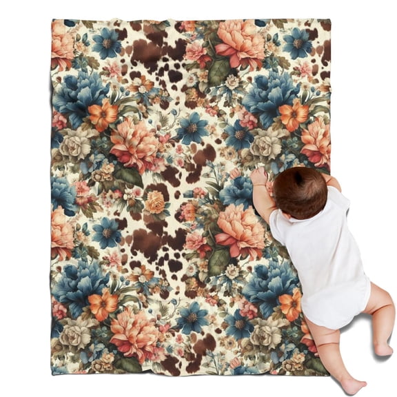 Pioneer Flower Floral Print Pattern Blanket,Comfortable Soft Flannel Throw Blanket,All Season,Warm Lightweight Blankets for Sofa Bed Couch Living Room Chair,30"x40"