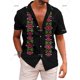 thumbnail image 3 of Camisas hawaianas para hombre, camisa de manga corta con solapa, ropa de estilo mexicano, camisa informal holgada con botones, ropa para hombre, blusas Harajuku, 3 of 5