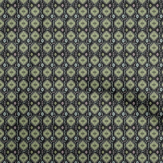 oneOone Viscose Chiffon Black Fabric Asian Kilim Fabric For Sewing Printed Craft Fabric By The Yard 42 Inch Wide