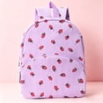 thumbnail image 2 of FUZHIQ Strawberry Print School Backpack for 3rd 4th 5th 6th Grade, Cute Fruit Pattern Bookbag with Front Pocket, Casual Lightweight Elementary School Bag, Purple, 2 of 5