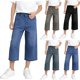 thumbnail image 1 of Capris de Mezclilla para Niños, Shorts de Mezclilla para Niños y Niñas con Cintura Elástica, Tipo Pull on, Pierna Recta, Largo Recortado, con Bolsillos, Azul 12-13 Años, 1 of 8