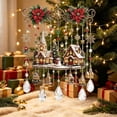 thumbnail image 6 of Santa Sleigh Christmas Window Hanging with Crystal Pendants - Festive Holiday Decor with Poinsettia, Reindeer & Miniature Village, 6 of 6