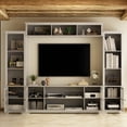 thumbnail image 4 of KULAGAGA Entertainment Center withHutch, Media Center with Storage and Glass Door for Living Room,Gray, 4 of 7