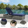 thumbnail image 5 of Seizeen 2pcs Chaise Lounge Chair, Rattan Wicker Outdoor Lounge Chair for Patio Poolside, All-weather Recliner for Beach w/Navy Cushion, Pillow, Back Adjustable, 5 of 8
