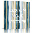 thumbnail image 2 of Blue Yellow Striped Wall Art Painting on Canvas, Modern Stripes Art Watercolor Canvas Art Home Prints Wall Art Framed Modern Artwork for Living Room Bedroom Wall Decor 20x20in, 2 of 9