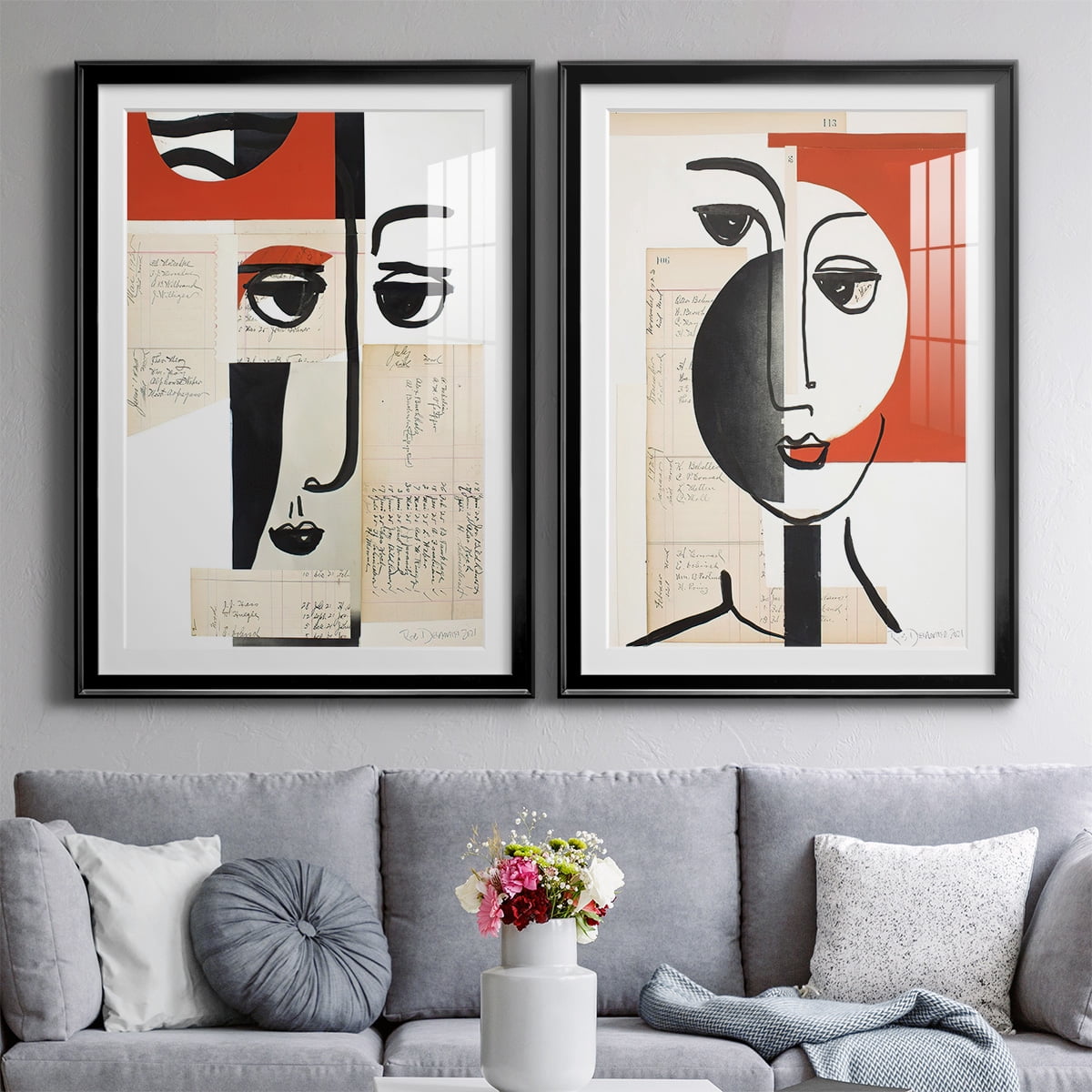 Wexford Home Faces of A Century III Premium Framed Print, 18.5" x 24.5" - Ready to Hang, Black (Set of 2)