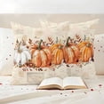 thumbnail image 3 of Fall Pumpkin Outdoor Waterproof Pillow Covers, Thanksgiving Autumn Leaves Floral Decorative Square Throw Pillowcase Sofa Cushion Sham for Patio/Couch/Chair, 24"x24" 2 Pack, 3 of 8