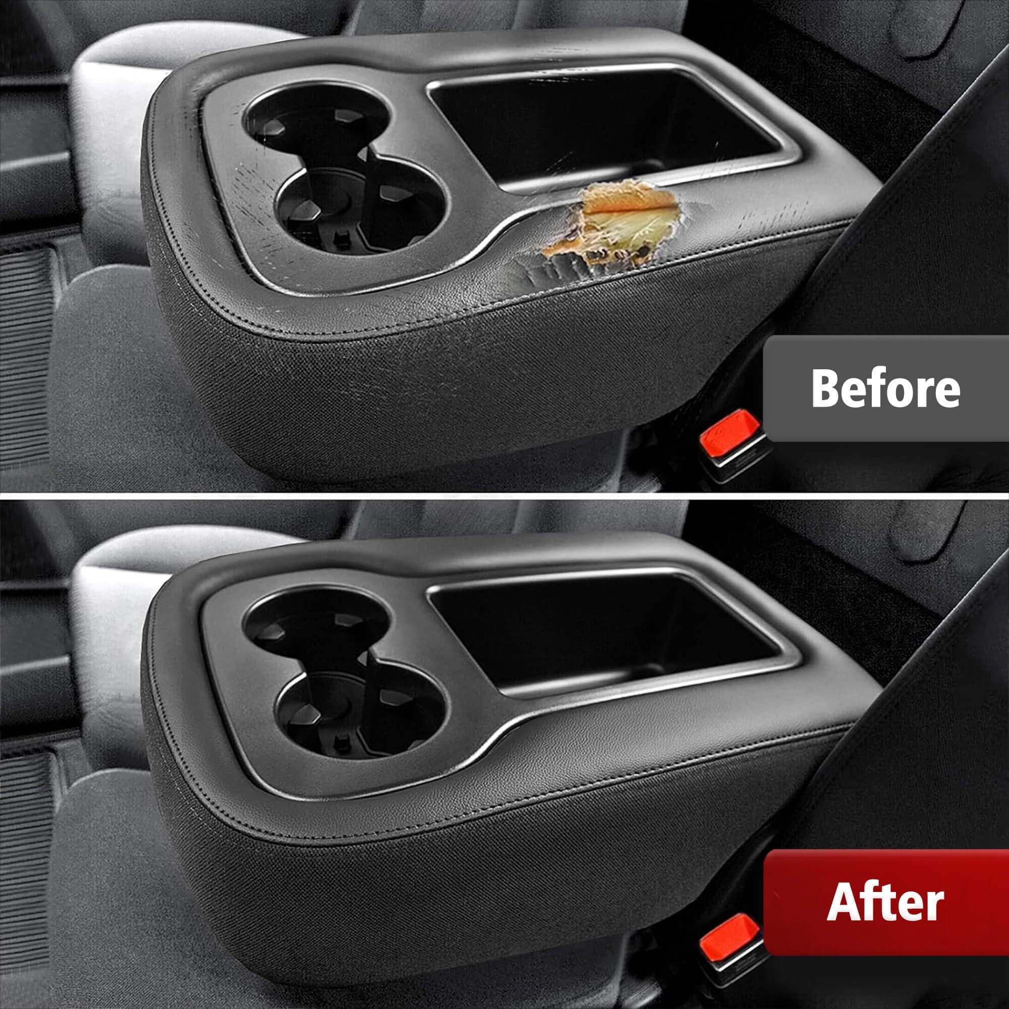KBH Center Console Lid Armrest Cover Fit for Chevy Tahoe Suburban Silverado, GMC Sierra Yukon 2007-2014, Black Leather with Zipper Design (Jump Seat)