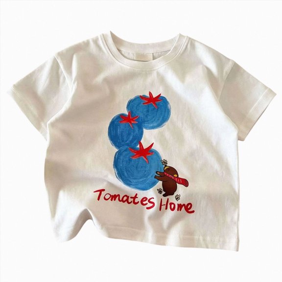 Splozh Toddler Tshirt 1-10 Years Cotton Crewneck Graphic Tees Casual Toddler Boy Tops Toddler T Shirt Toddler Summer Clothes,White,7-8 Years