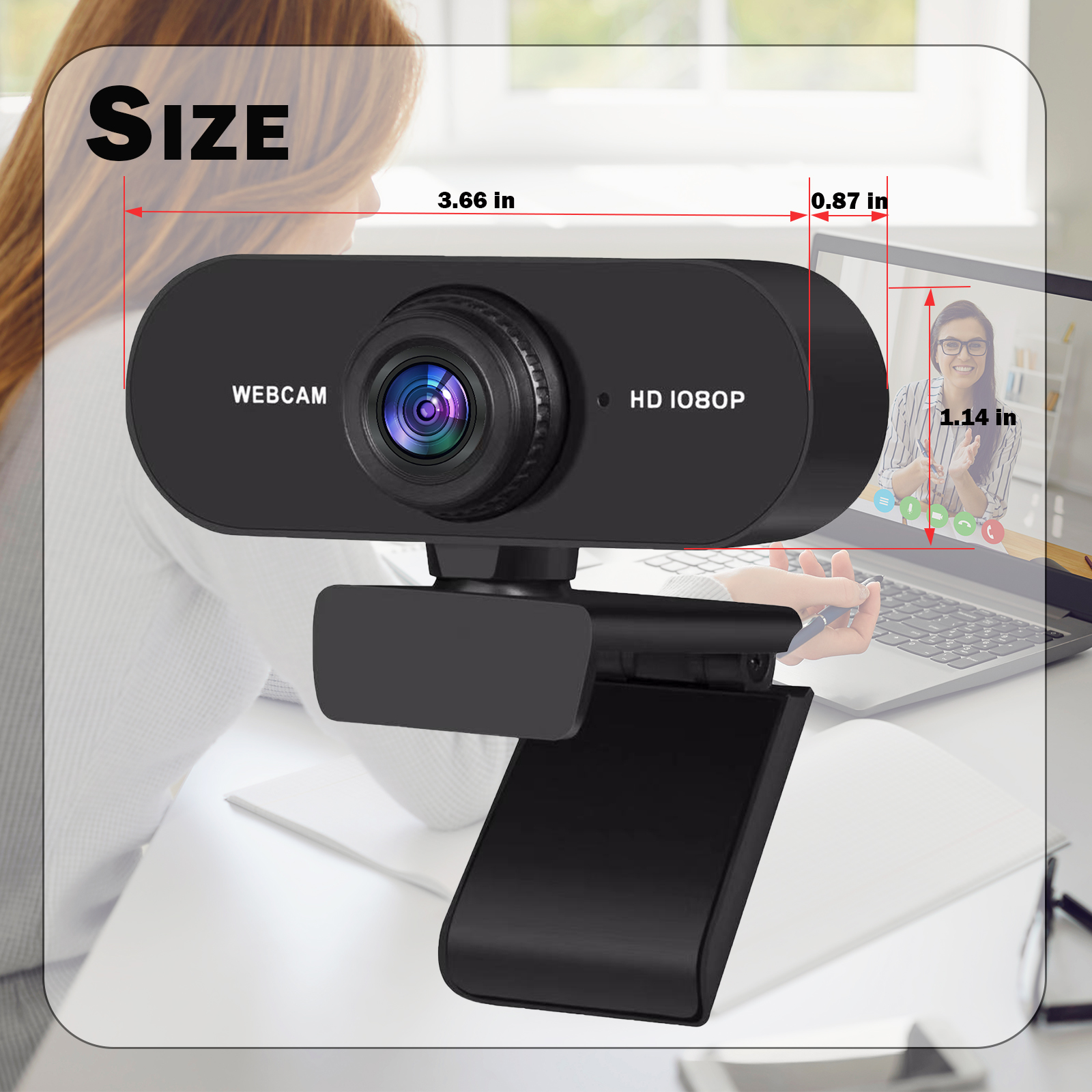 RONY 1080P Webcam with Dual Noise-Cancelling Mics photo 6