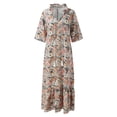 thumbnail image 4 of Zmoon New Ladies Mid-Length Sleeve Dress with Fringe Loose Bohemian Print V-Neck Dress, 4 of 5