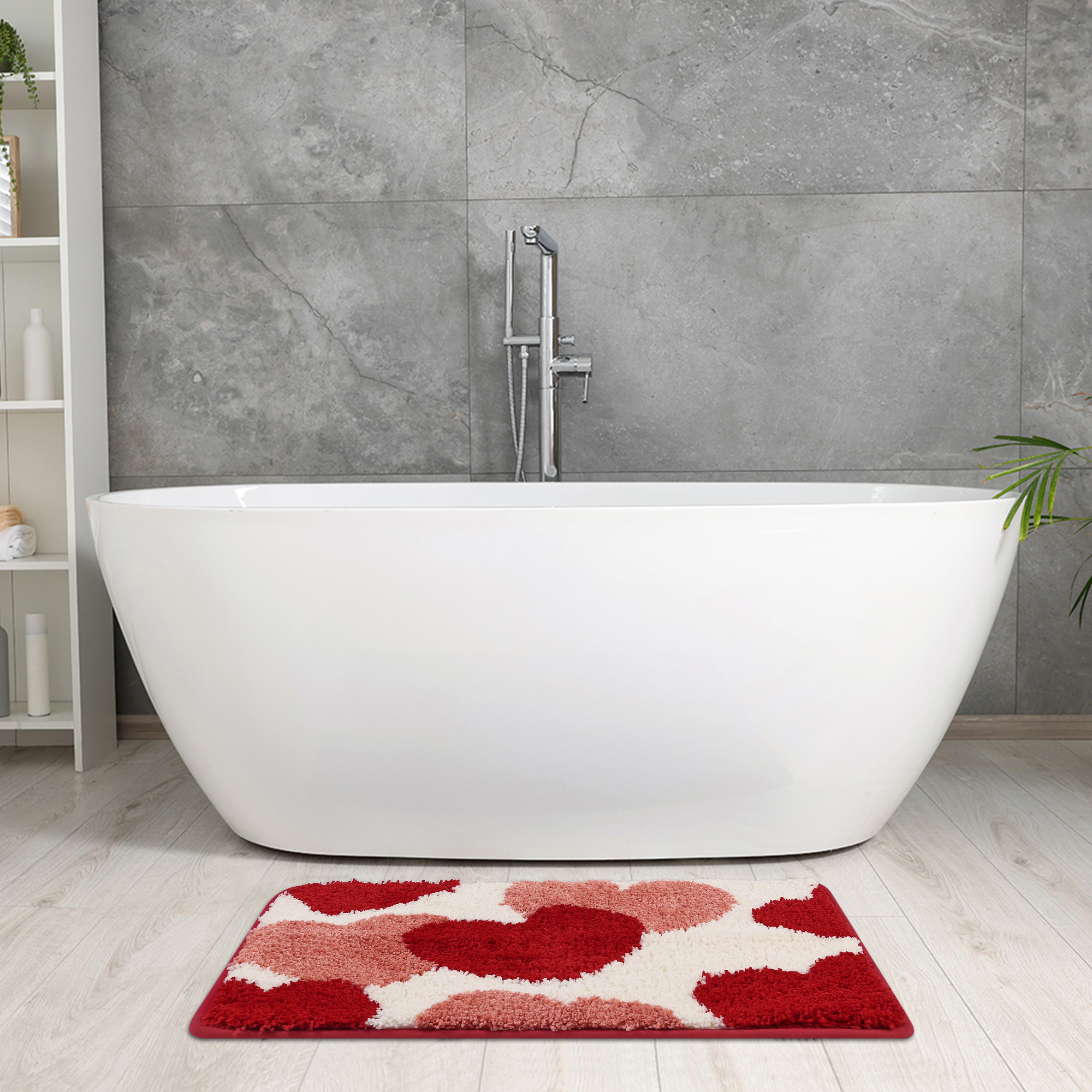 Unique Bargains Soft Bath Rugs Non-Slip Bathroom Rug Cute Water Absorbent Thick Bath Mat Love 16" x 24"