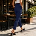thumbnail image 4 of MexChoioe Womens High Waist Trousers Ruffled Paperbag Waist Drawstring Slim Fit Ankle Length Casual Pants, 4 of 5