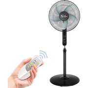 Deluxe Remote-Controlled 16-Inch Adjustable Pedestal Fan – 3-Speed, Height-Adjustable, Ideal for Home, Bedroom, Office & Dorm – Sleek Black Design