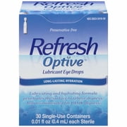 Refresh Optive Lubricant Eye Drops Long-Lasting Hydration Single Use Containers 30 ea (Pack of 4)
