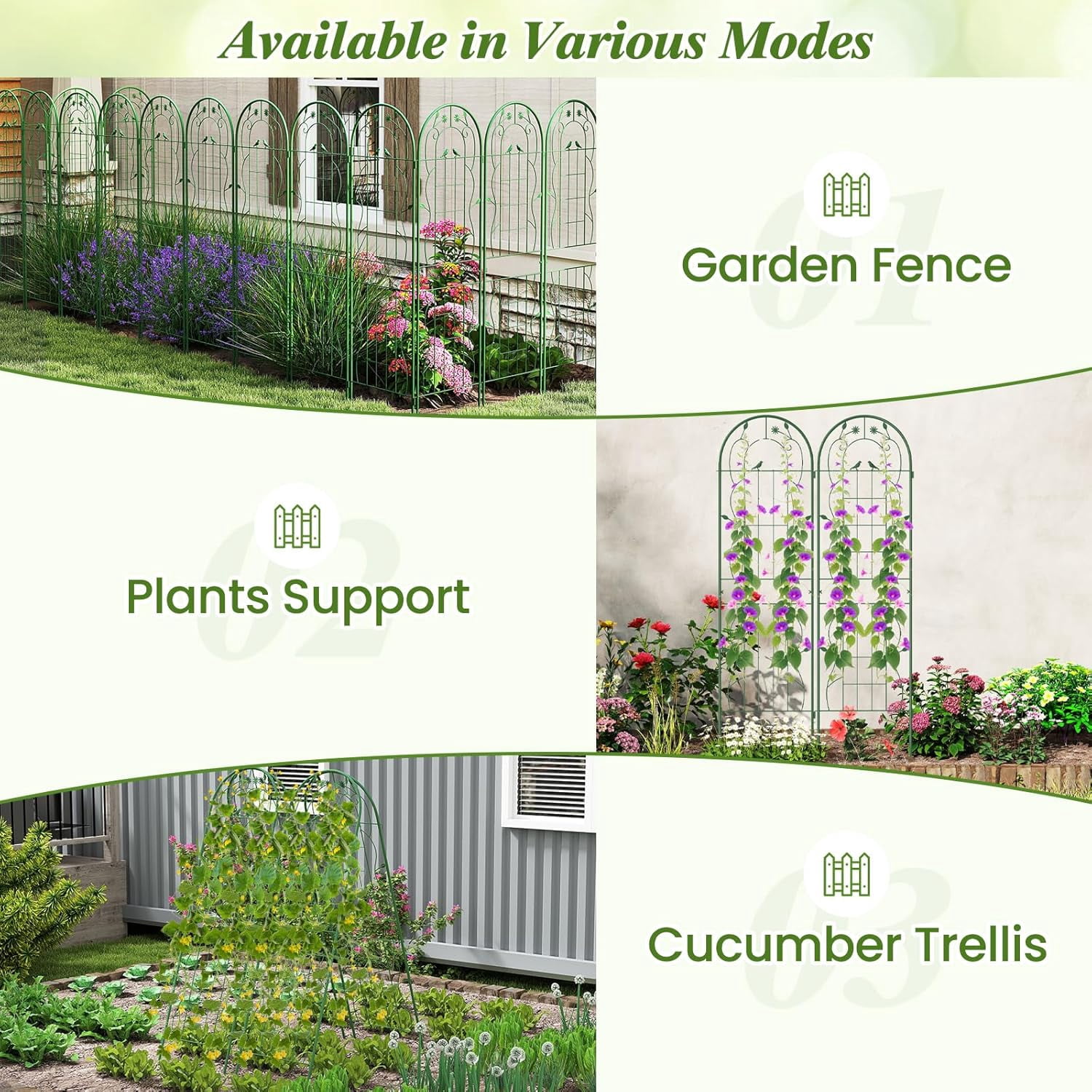Kingsss 4 Pack Garden Trellis, 71" x 20" Rustproof Metal Plant Trellis Plant Support for Vegetables, Roses, Cucumbers, Rustproof Trellis for Climbing Plants Outdoor for Patio, Yard, Lawn, Green