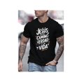 thumbnail image 1 of Camiseta informal de verano para hombre - Estampado gráfico moderno, manga corta, algodón, cuello redondo, lavable a máquina - Blanca con frase inspiradora en español "JESÚS CAMINO Y VIDA", camiseta p, 1 of 6