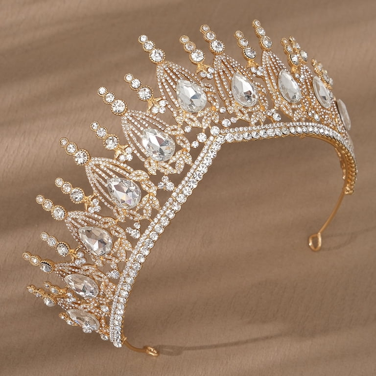 Crystal Tiara Crown for Women, Wedding Bride Headpiece, Prom Pageant Diadem Pink Tiara Crown for Women, Wedding Tiara for Bride Queen  main image 4