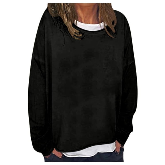 Fgnfyis Womens Crewneck Sweatshirt Casual Solid Color DIY Loose Fit Pullover Comfortable Stylish Top Sweatshirts for Women