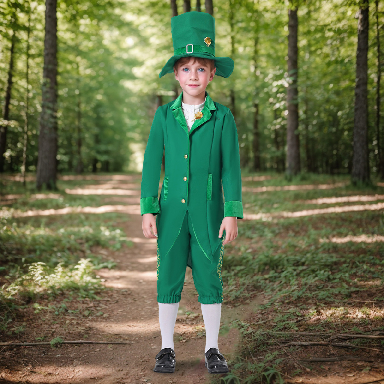 Boys Girls St. Patrick's Day Set Irish Green Outfit Jacket Pants Bow 